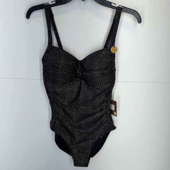 NWT Nip Tuck  Black with Gold Dot Joanne One Piece Swimsuit - Picture 1 of 11